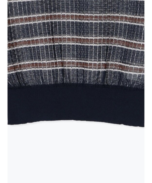 Te chichi 透かしマルチボーダーニットポロ ネイビー