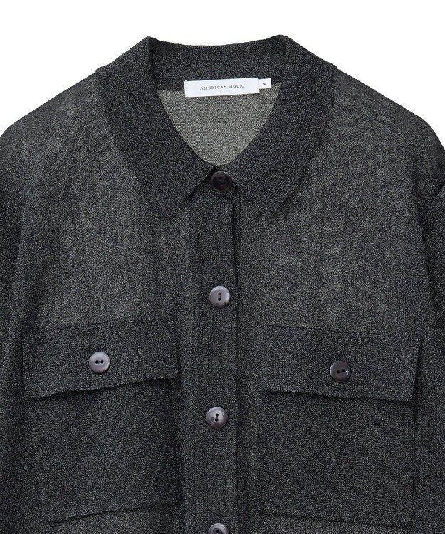 AMERICAN HOLIC シアー襟付きカーディガン Black