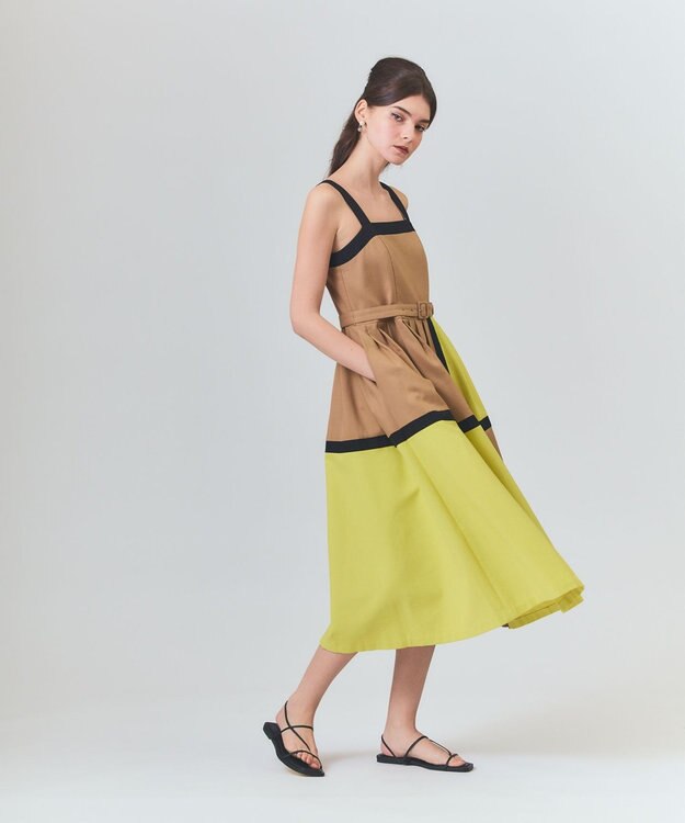 GRACE CONTINENTAL ライン配色キャミドレス ベージュ