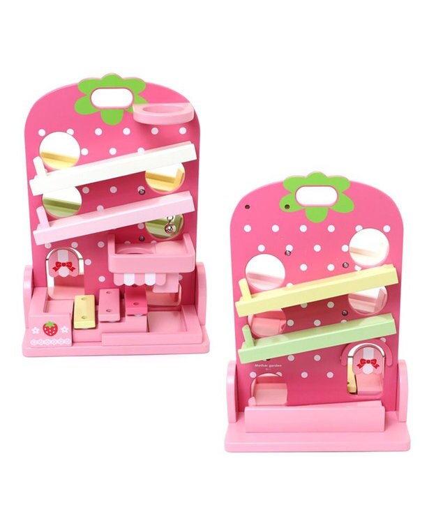 Mother garden 【ギフト巾着セット商品】  1.5歳からの木のおもちゃ いちごのころころスウィーツ ギフト巾着付きころころスウィーツ