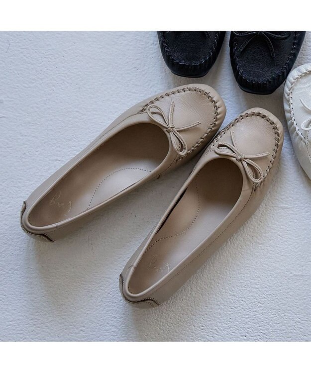 ing <ing>リボンモカシンシューズ オーク