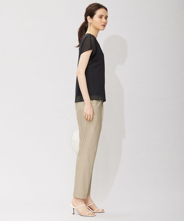 ICB 【接触冷感・洗える】エステルラミーチンツ テーパードパンツ ライトオリーブ系