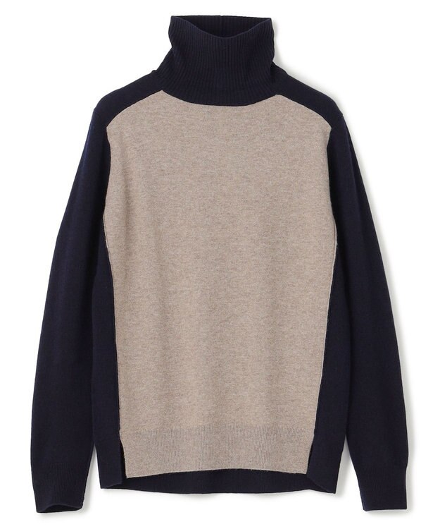 BEIGE， 【WEB限定】ROGAN / タートルネックニット Taupe×Navy