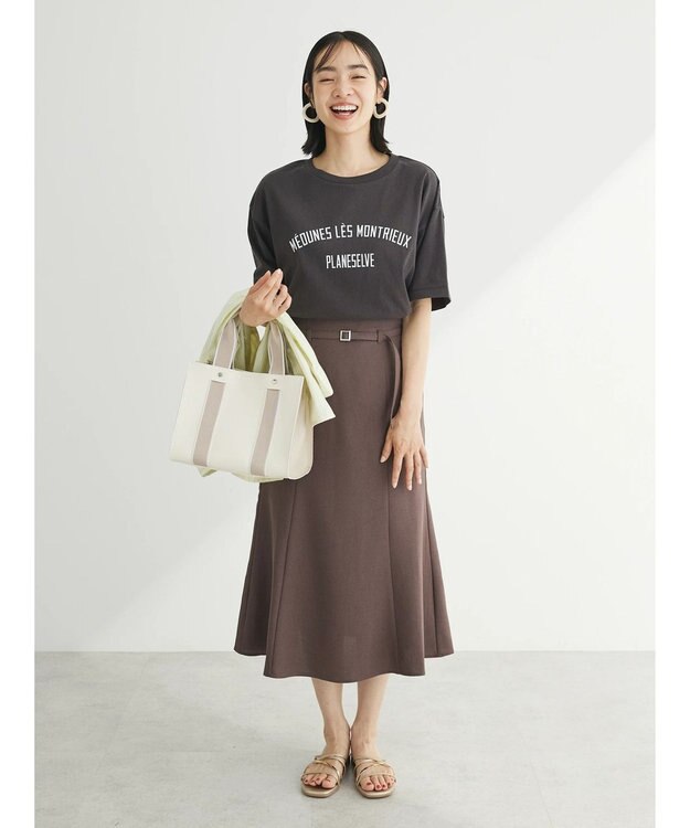 Green Parks キレイ目カレッジボックスＴシャツ Dark Gray