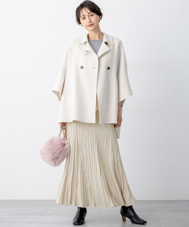 23区 S 【洗える】クラッシュ プリーツ ジョーゼット スカート ベージュ系