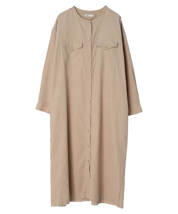 CRAFT STANDARD BOUTIQUE コーデュロイパールドット釦ワンピース Beige