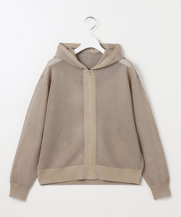 自由区 ライトメッシュジップ パーカー ベージュ