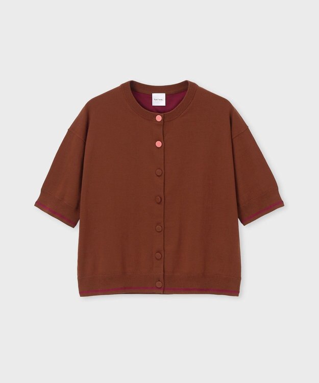 Paul Smith ベーシック クルーネック 半袖カーディガン ブラウン