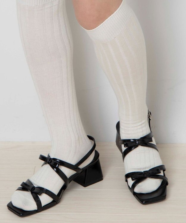 WEGO リボンヒールサンダル ブラック