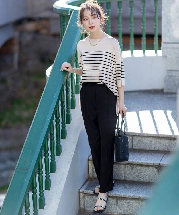 ANY SIS 【撥水・接触冷感・UVカット】コンフォートイージー テーパードパンツ ブラック