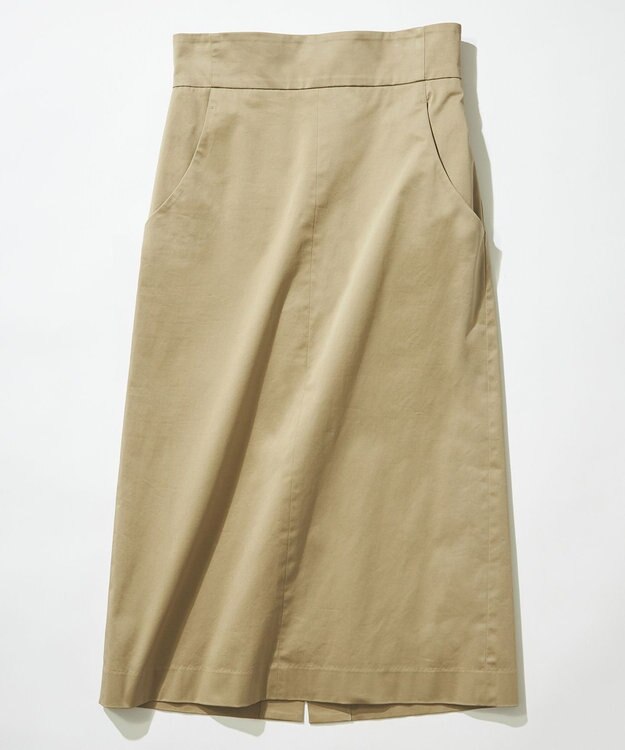 組曲 【WEB限定】サテンストレッチ Iラインスカート モカベージュ系