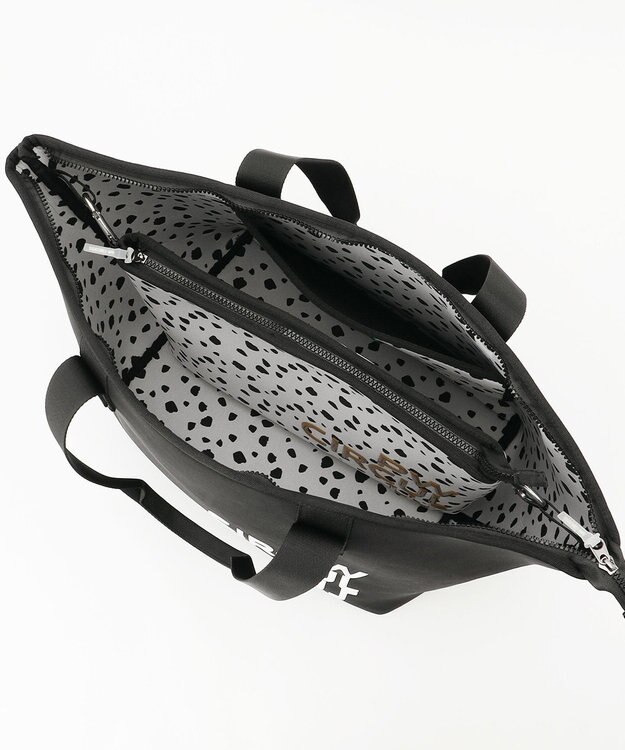 PW CIRCULUS 【UNISEX】ロゴ トートバック クラッチバッグ付き ブラック×ダルメシアン