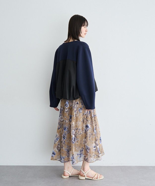 YECCA VECCA 異素材MIXバルーンブルゾン Navy