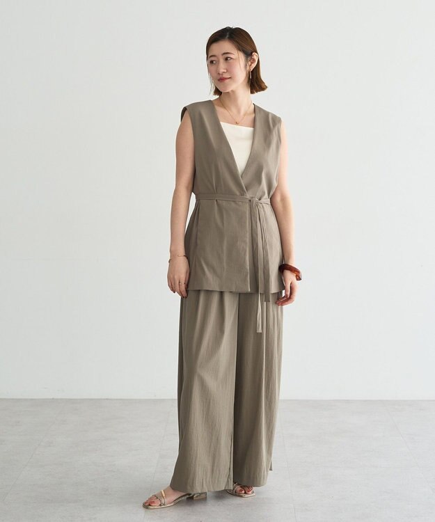 YECCA VECCA ドライタッチウエストベルトジレ Dark Beige