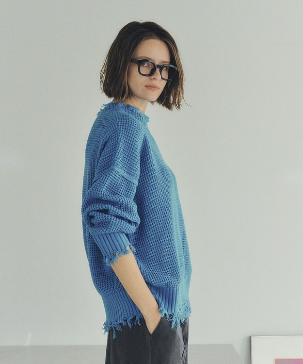 YECCA VECCA ダメージルーズニット Blue