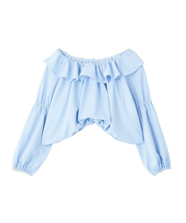 earth music&ecology 2wayオフショルバルーンヘムフリルブラウス Blue