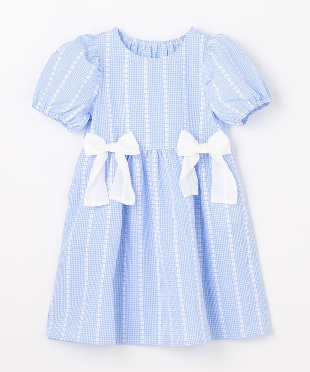 ANY KIDS 【洗濯機可能】サッカー ストライプワンピース サックスブルー