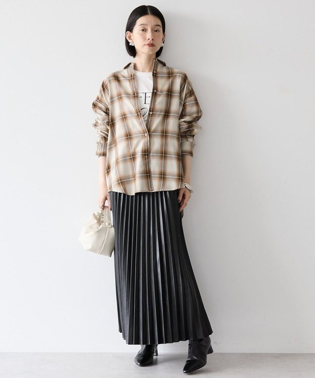 AMERICAN HOLIC フェイクレザープリーツスカート Black