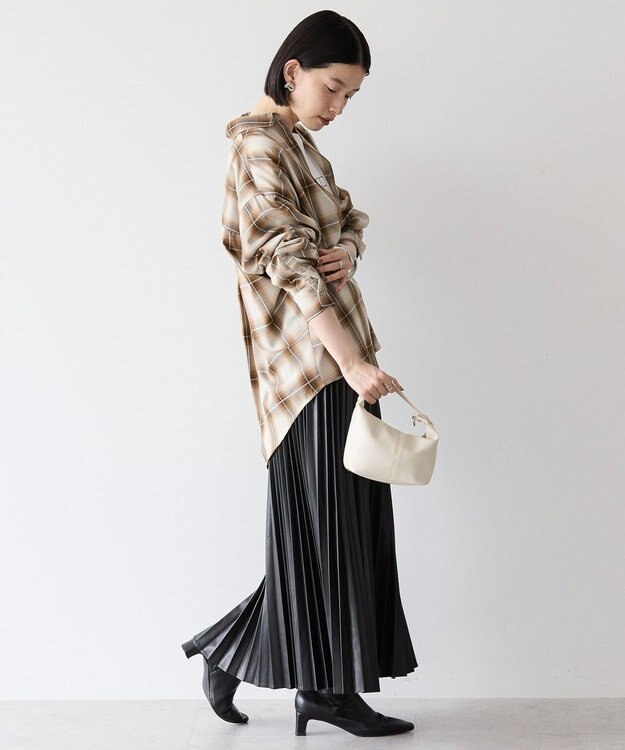 AMERICAN HOLIC フェイクレザープリーツスカート Black