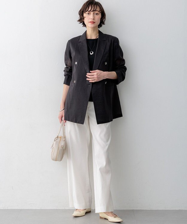 23区 【先行予約】ナイロンコットンシアーボイル ダブルジャケット ブラック系