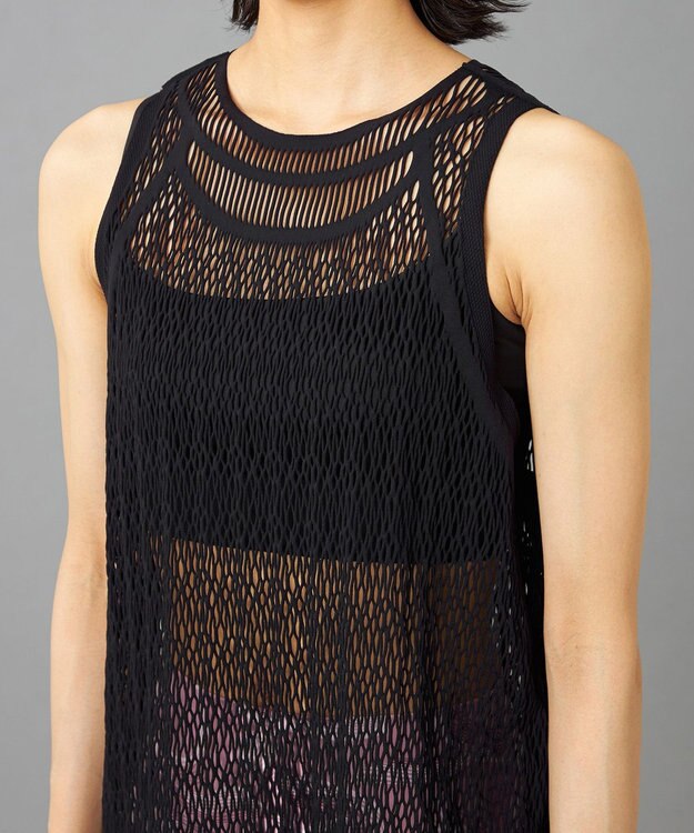 Chacott 【ノーソーイングニット】ランダムメッシュニットタンクトップ ブラック