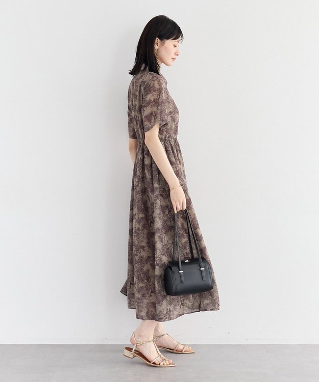 YECCA VECCA サファリ柄フレアシャツワンピース Beige