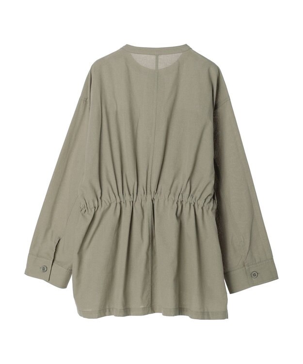 Green Parks 綿麻混ノーカラーブルゾン Light Khaki