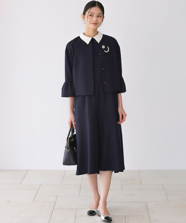 組曲 S 【先行予約・WEB限定】ライトリネンライクノーカラー ジャケット ネイビー系