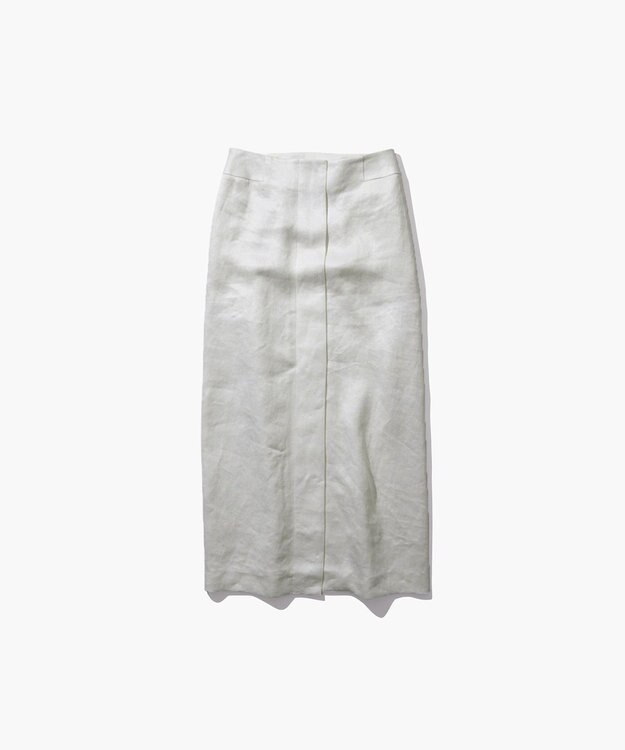 ATON GARMENT DYED LINEN SATIN | ペンシルスカート WHITE