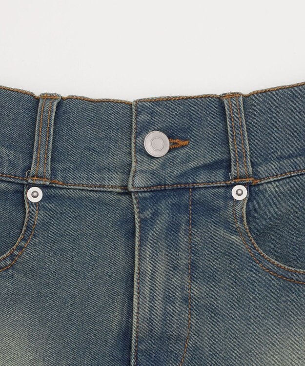 WEGO ベルト付デニムプリーツスカパン デニム中濃加工色