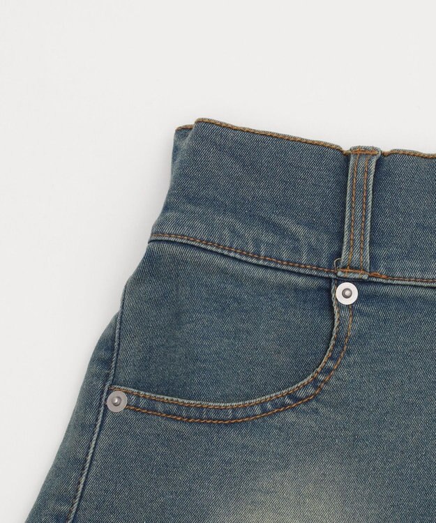 WEGO ベルト付デニムプリーツスカパン デニム中濃加工色