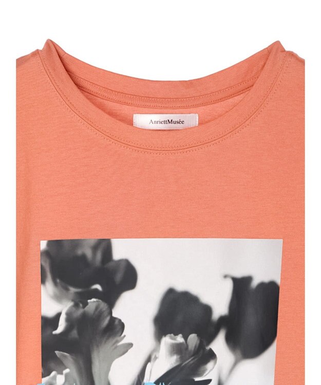 Green Parks レトロフラワーロゴ入りプリントＴシャツ Orange