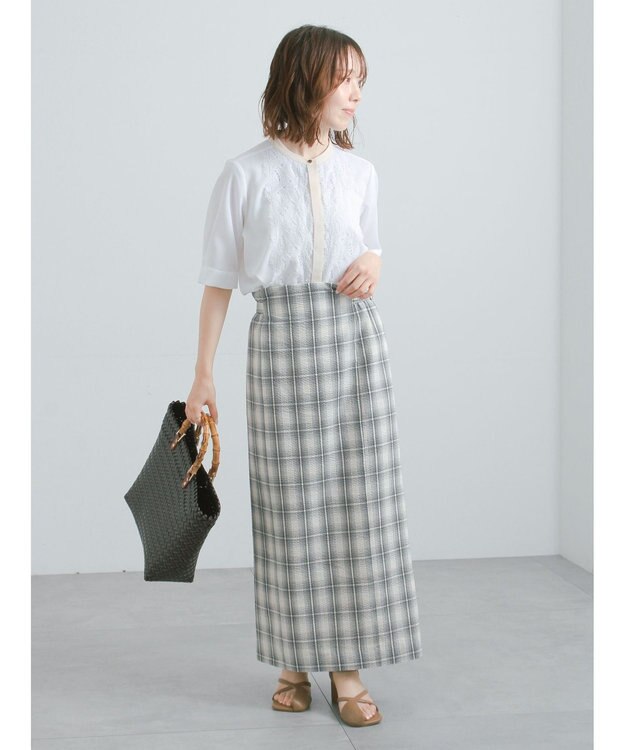 Te chichi フロントレース5分袖ブラウス オフホワイト