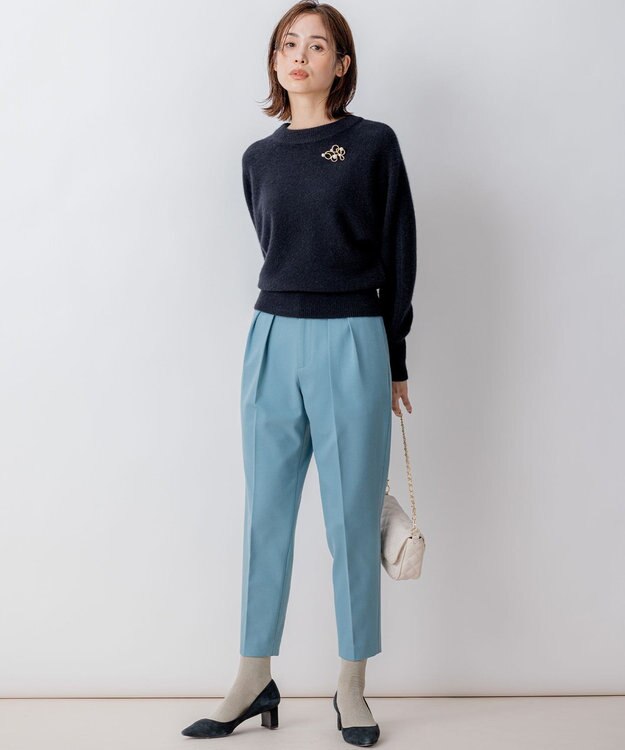 組曲 2WAYウォームストレッチ テーパード パンツ サックスブルー系