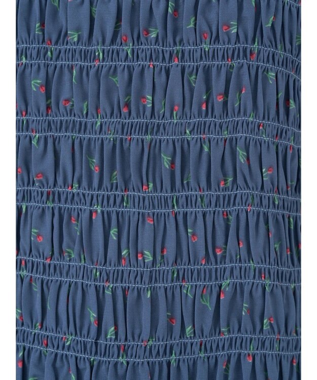 earth music&ecology 花柄パフスリシャーリングブラウス Navy