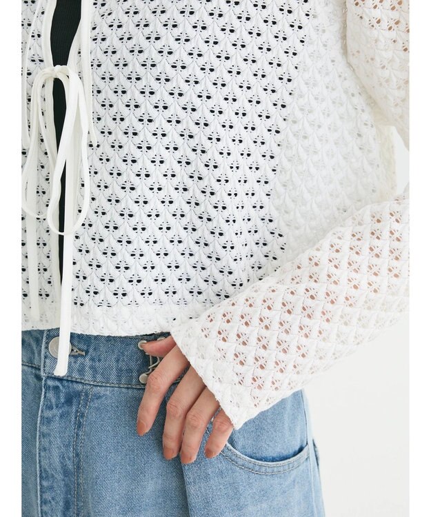 Green Parks ・ＥＬＥＮＣＡＲＥ　ＤＵＥ　２ｗａｙメッシュカーディガン Off White