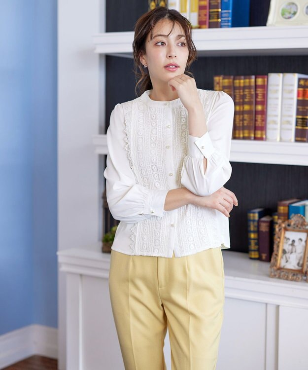 Tiaclasse 【新色追加・洗える】レースブラウス オフホワイト