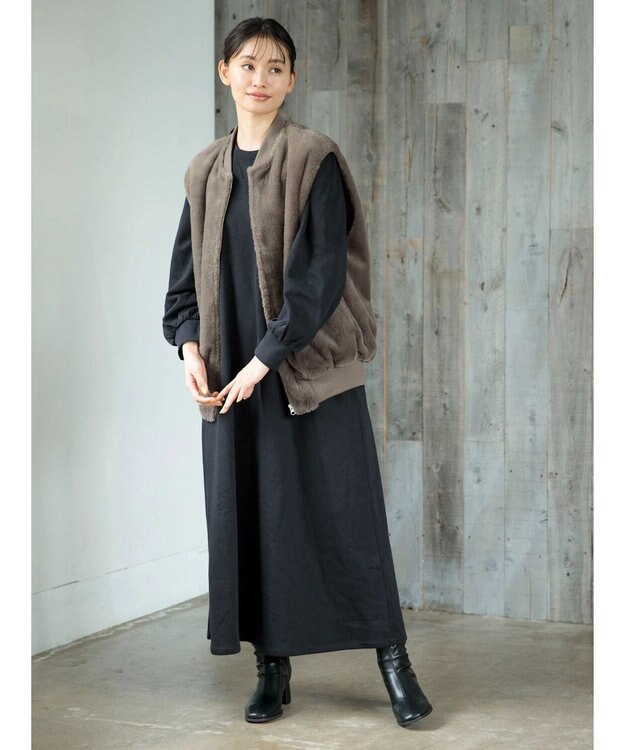 Green Parks ・ＳＵＧＡＲ　ＳＰＯＯＮ　ウラキモウフレアワンピース Charcoal Gray