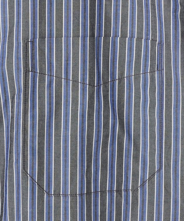 JOSEPH ABBOUD 【キングサイズ・シルク×綿ブレンド】シルクコットンストライプ シャツ グレー系1