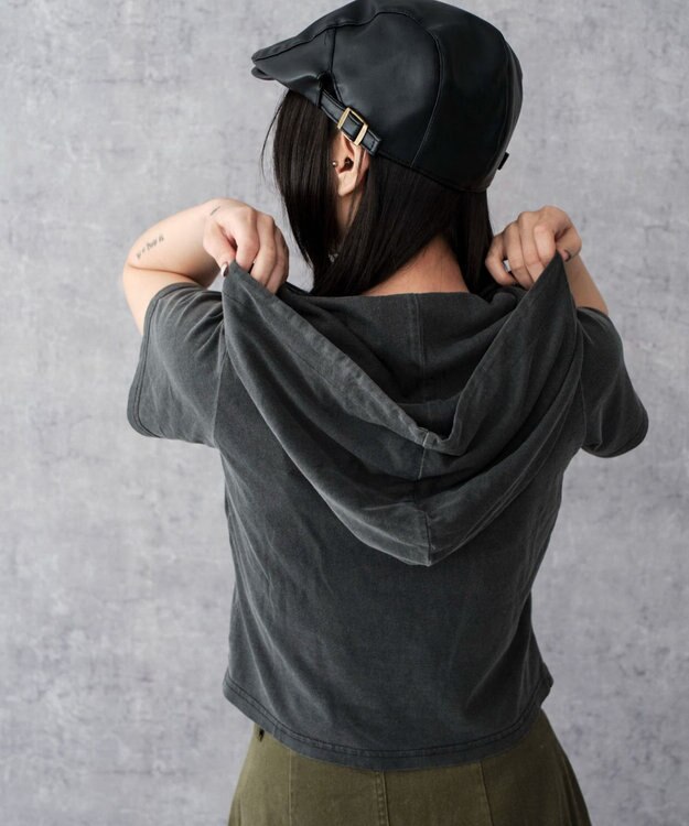 WEGO ピグメントフードちびT スミクロ