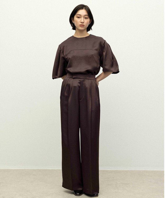 NAVE 【ReNAVE】タンブラーサテン ブラウス ブラウン系