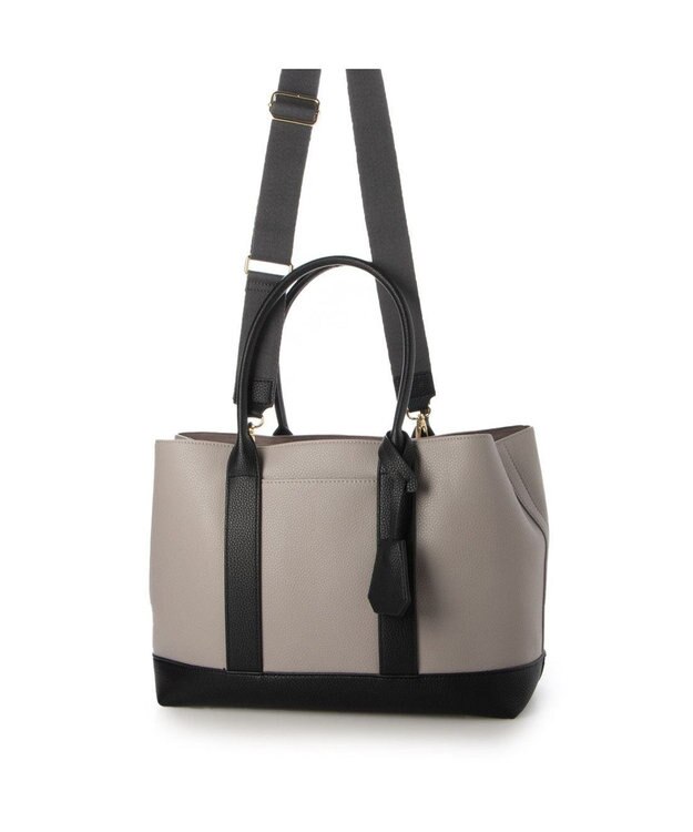 UNBILLION cachecache ショルダー付きパーテーション合成皮革トートL グレーミックス