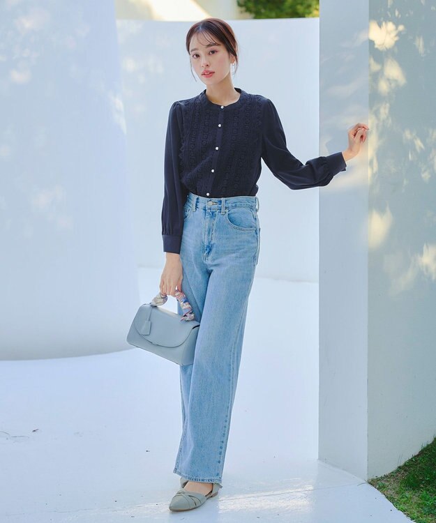 Tiaclasse 【新色追加・洗える】レースブラウス ネイビー