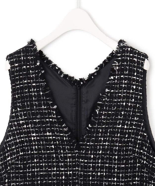 ICB L ロービングツイード ワンピース ブラック×オフホワイト系