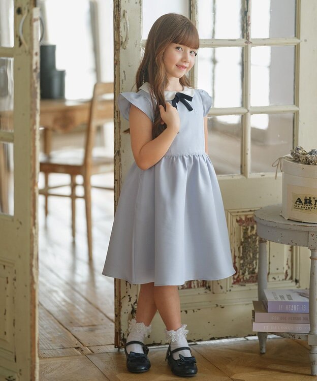 組曲 KIDS 【110-140㎝】レーシージャケット＆ワンピース セット サックスブルー系