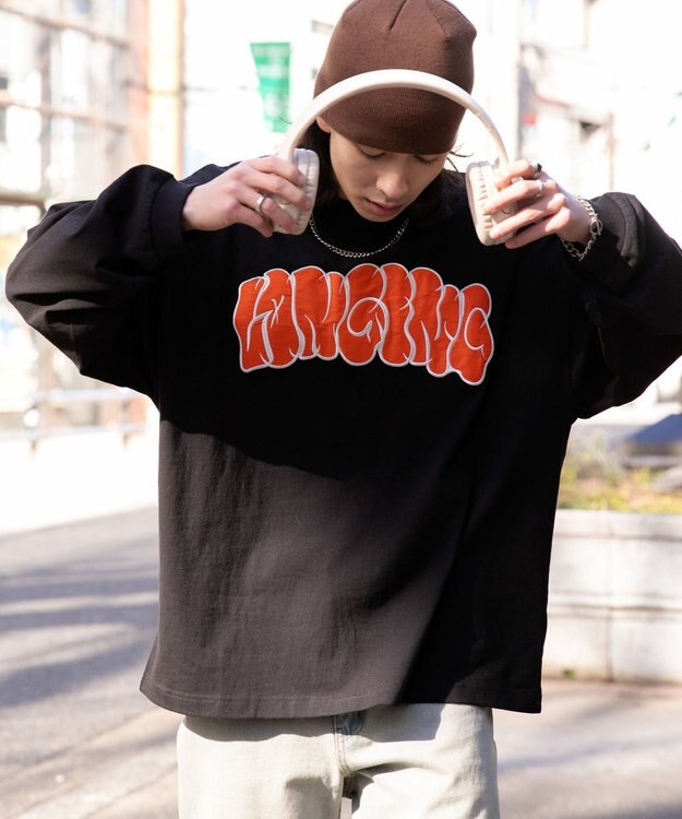 WEGO 【SETITEM】アクセ付きグラフィックロンT ブラック