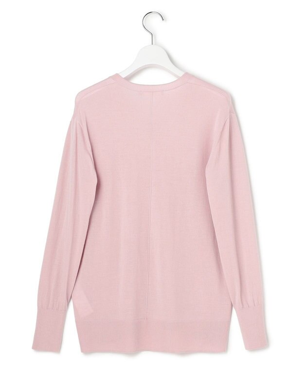 ICB L 【洗える】コンパクトファインウール Vネックニット シェルピンク系