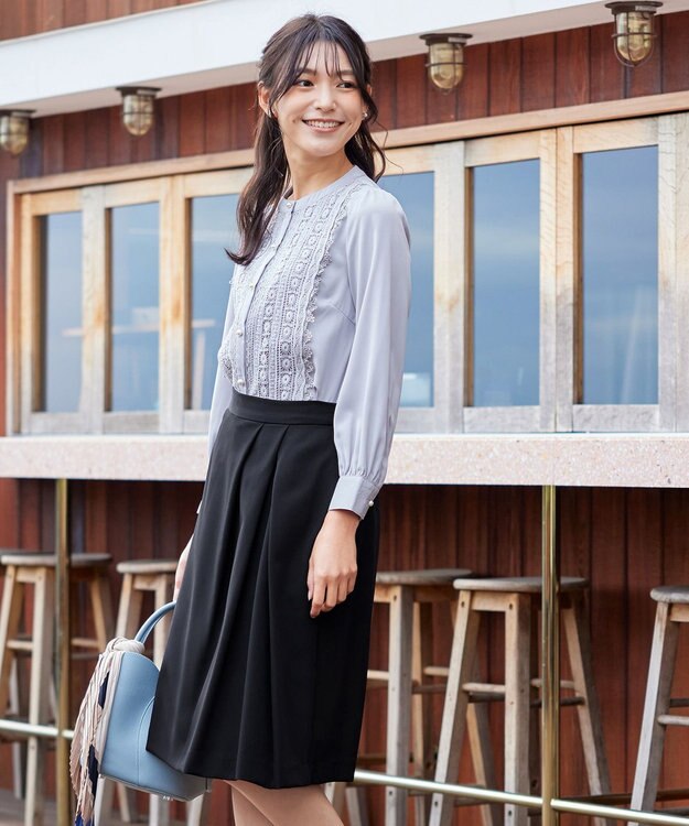 Tiaclasse 【新色追加・洗える】レースブラウス ライトグレー