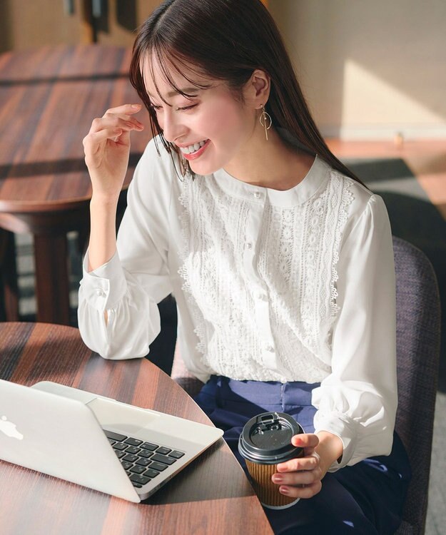 Tiaclasse 【新色追加・洗える】レースブラウス オフホワイト