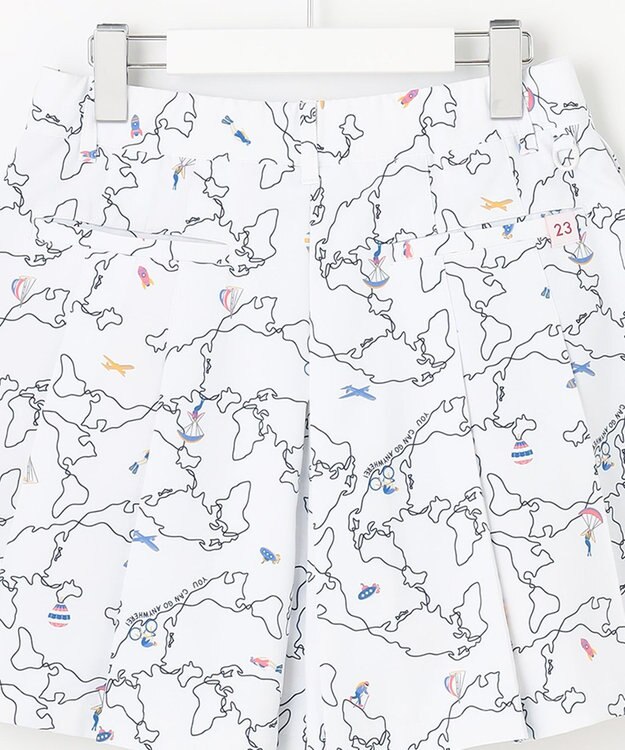 23区GOLF 【WOMEN】ワールドマップ柄 ボックスプリーツ入り キュロットスカート ホワイト系5